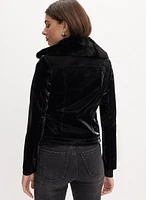 Joseph Ribkoff - Faux Fur Collar Vegan Leather Jacket