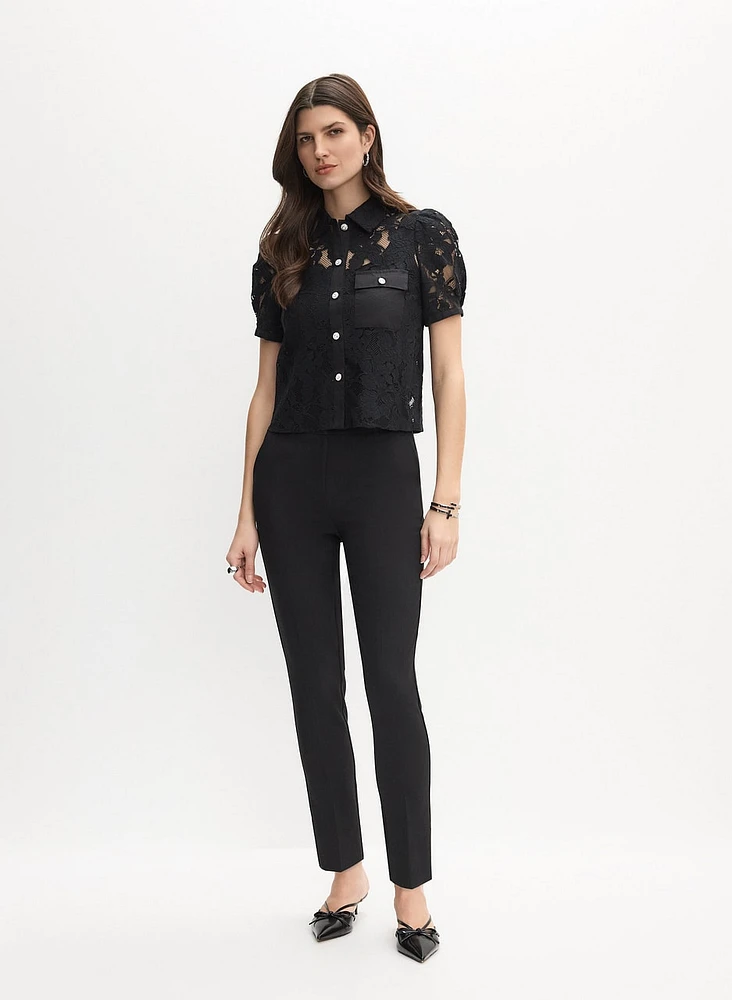 Pearl Buttoned Lace Blouse