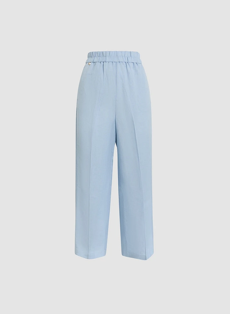 Pantalon gaucho en lin à enfiler