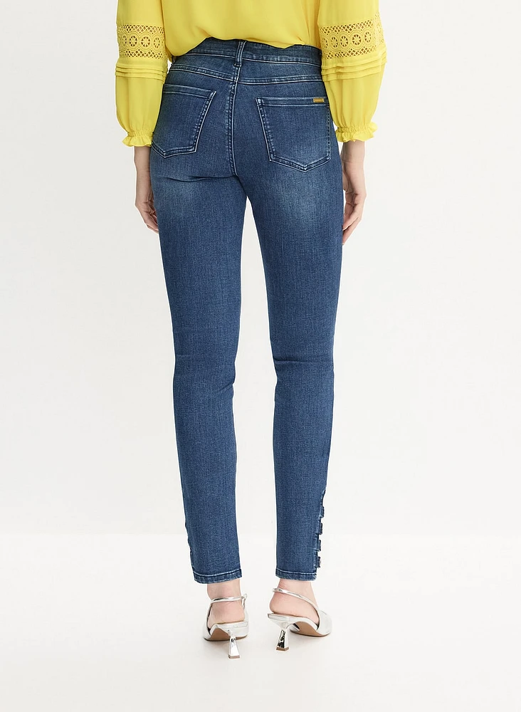 Joseph Ribkoff - Eyelet Detail Straight-Leg Jeans