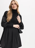 Mixed Knit Plissé Dress