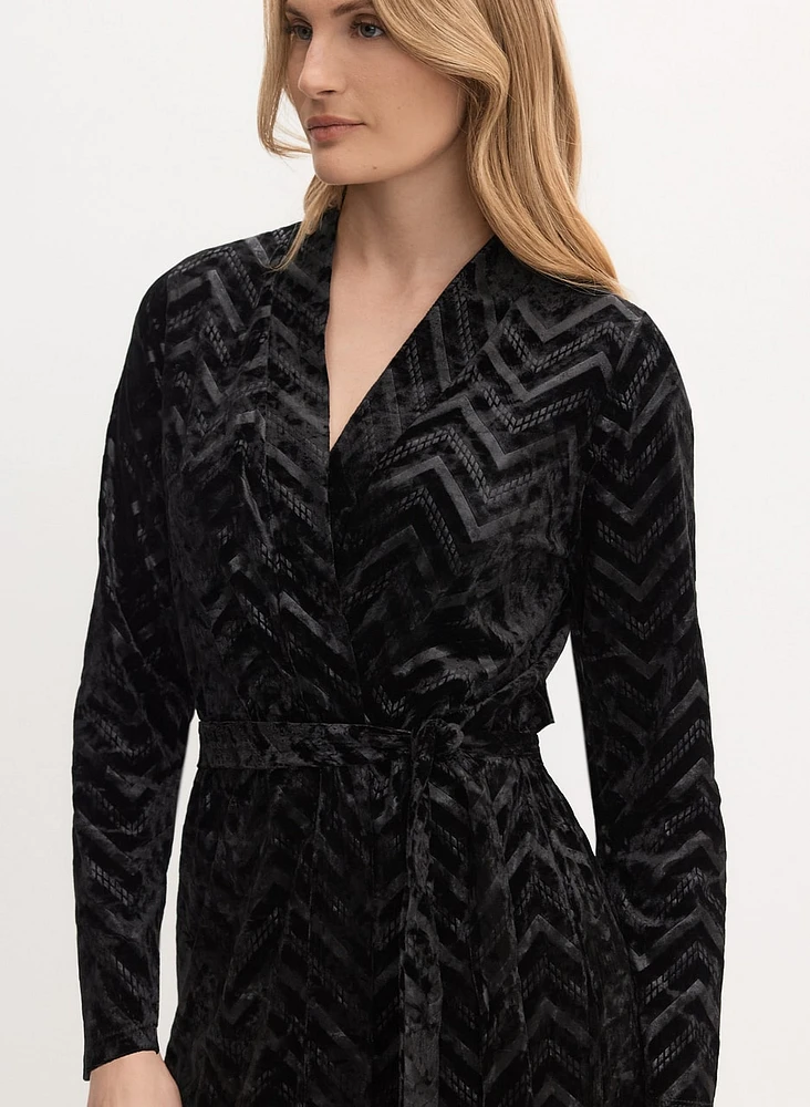 Zigzag Embossed Velvet Robe