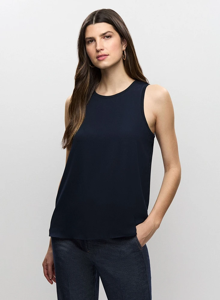 Sleeveless Crew Neck Blouse