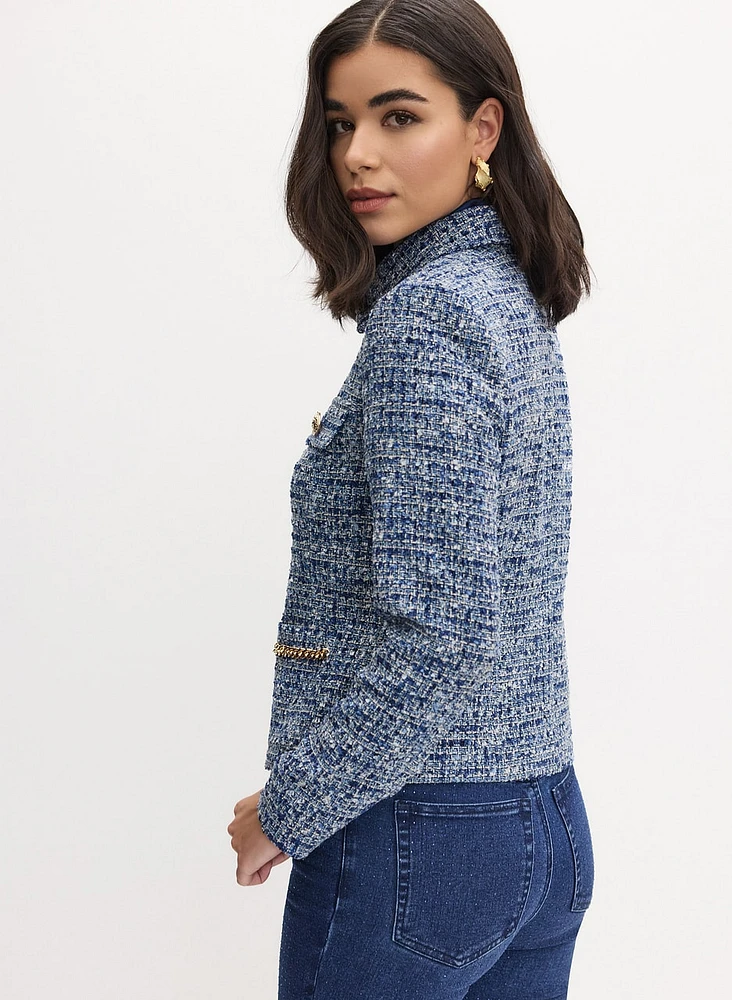 Zip Front Bouclé Jacket