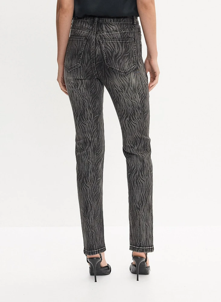 Zebra Print Straight Leg Jeans