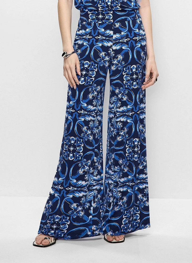 Abstract Print Wide Leg Pants