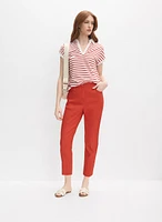 Striped Polo-Neck T-Shirt