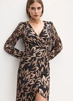 Adrianna Papell- Floral Print Faux Wrap Dress