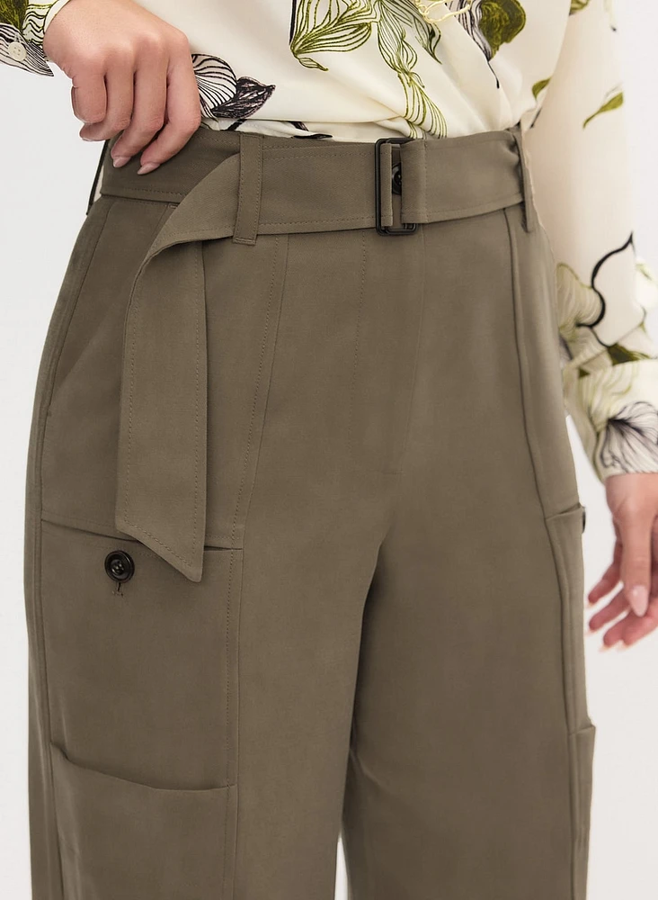 Pantalon à jambe large en faux suède