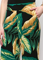 Leaf Print Wide Leg Pants