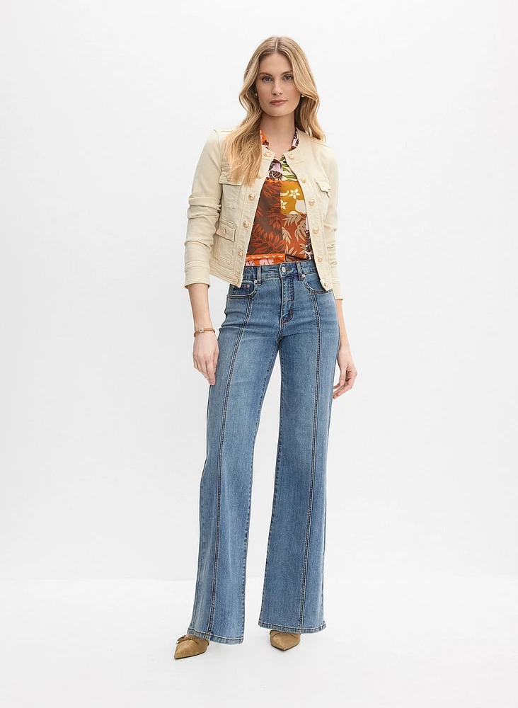 Seam Detail Wide-Leg Jeans