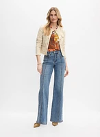 Seam Detail Wide-Leg Jeans