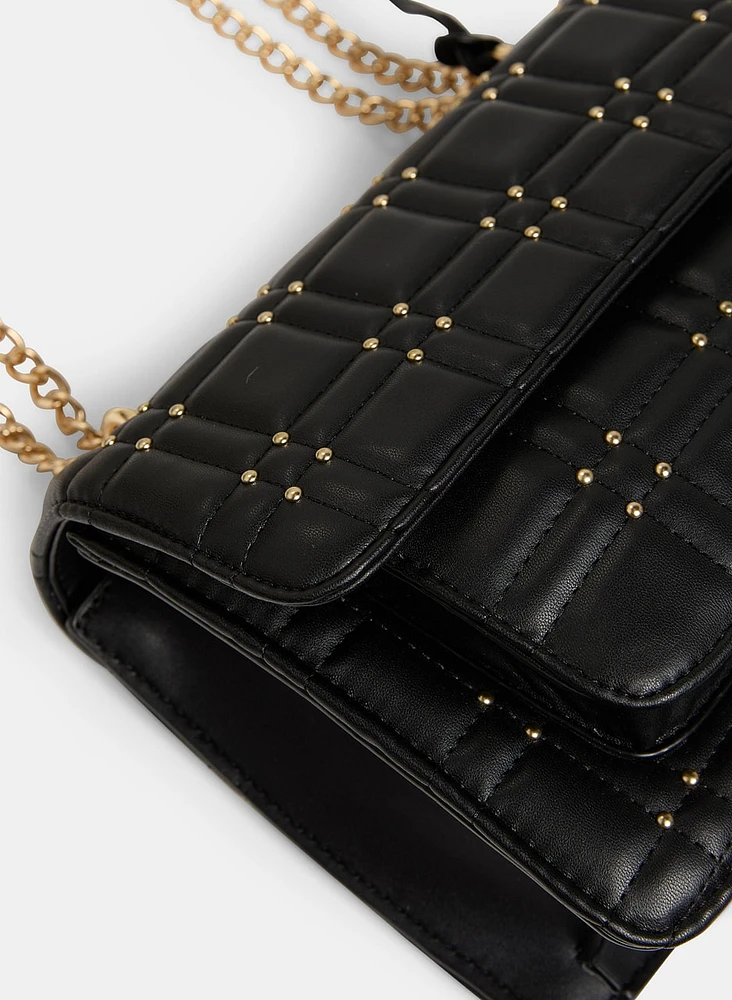 Stud Embellished Shoulder Bag