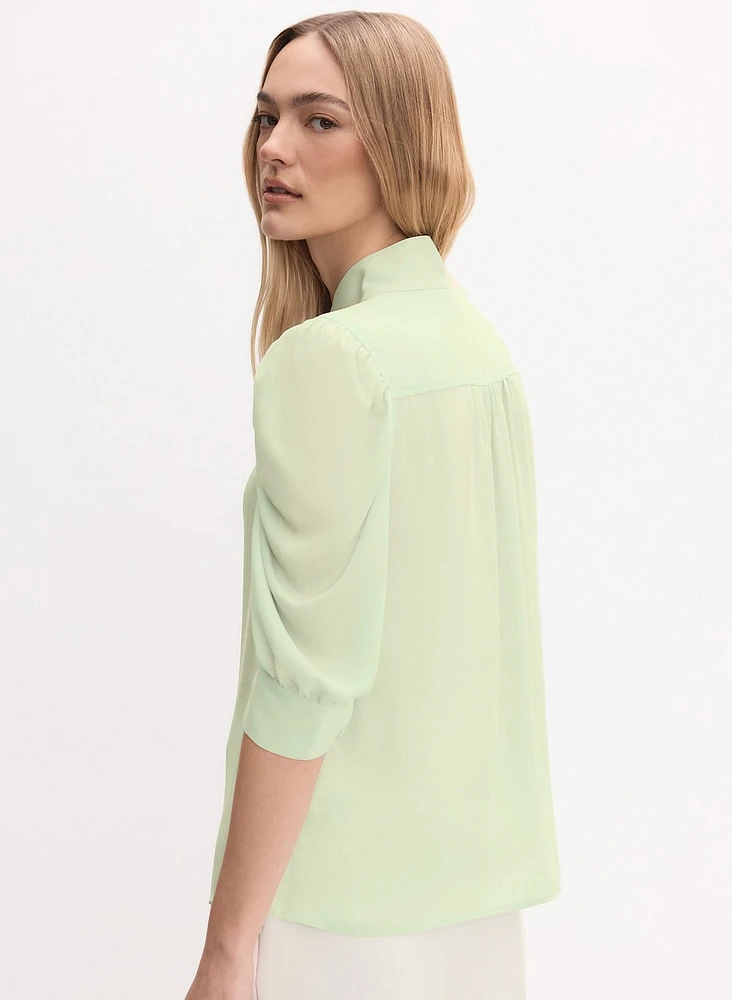 Blouse en crêpe à manches bouffantes