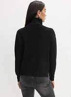 Beaded Twist Front Turtleneck Sweater