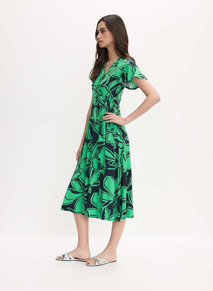 Joseph Ribkoff - Floral Knotted Wrap-Over Dress