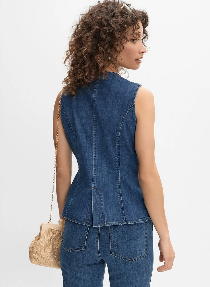 Denim Button-Down Vest