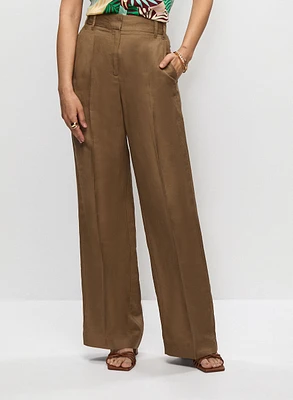 Linen-Blend Wide Leg Pants