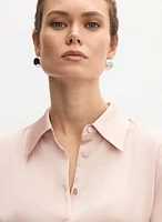 Button-Front Satin Blouse