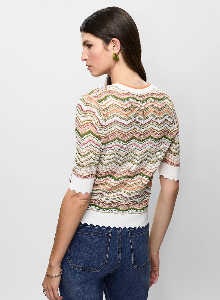 Multicolour Stripe Short Sleeve Cardigan