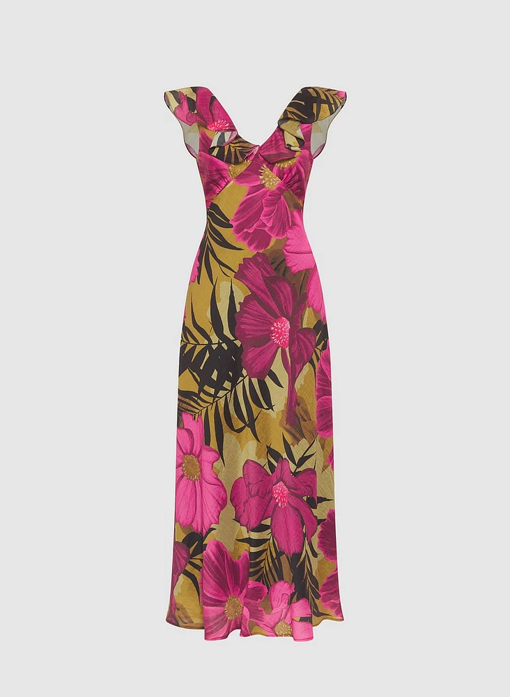 Robe florale à volants