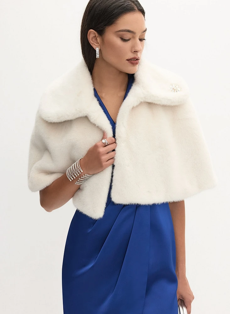 Embellished Faux Fur Cape