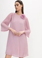 Plissé Rosette Dress