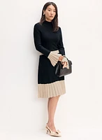 Pleat Detail Sweater Dress