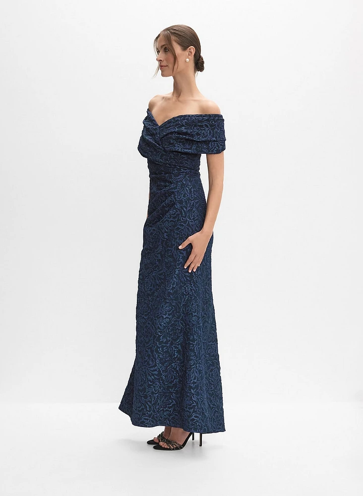 Off-The-Shoulder Jacquard Dress