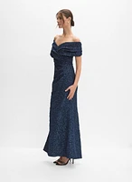 Off-The-Shoulder Jacquard Dress