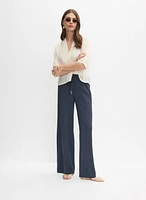 Notch Collar Elbow Sleeve Blouse