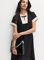 Joseph Ribkoff - Contrasting Split Neck Dress