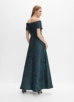 Floral Jacquard Off-Shoulder Dress