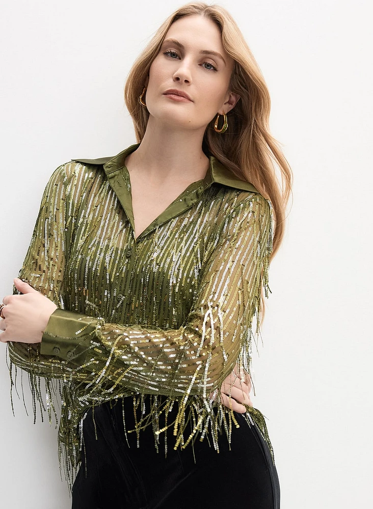 Sequined Fringe Blouse