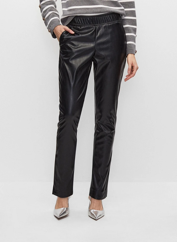 Vegan Leather Pull-On Pants