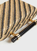 Stripe Motif Straw Clutch