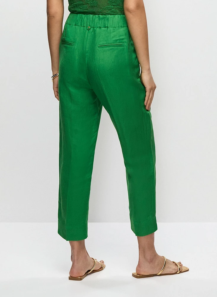 Linen-Blend Capri Pants