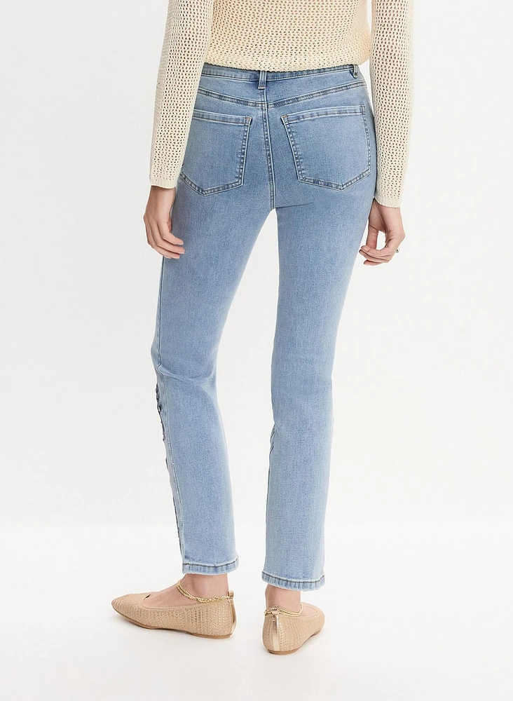 Embroidered Straight-Leg Jeans