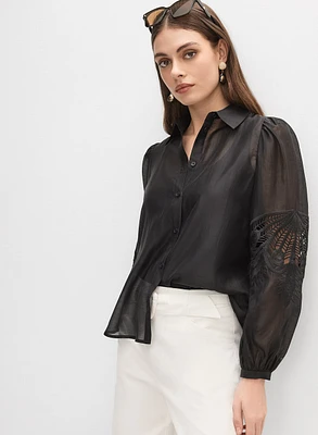 Lace Cotton Voile Blouse