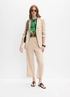 Open Linen-Blend Blazer & Linen-Blend Culotte Pants