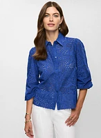 Button-Down Eyelet Blouse