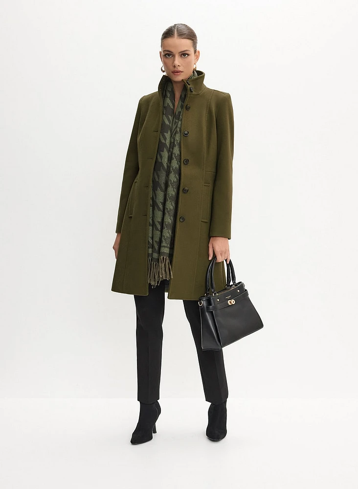 Stand Collar Wool-Blend Coat