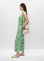 Palm Print Wide Leg Jumpsuit