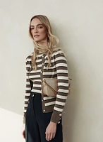 Striped Crew Neck Cardigan