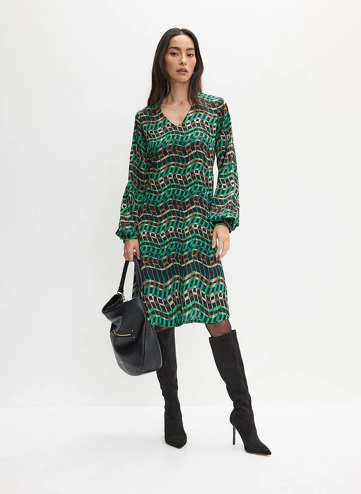 Joseph Ribkoff - Geometric Print V-Neck Dress