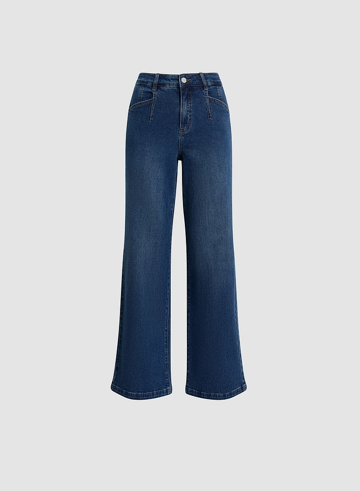 Dart Waist Wide Leg Jeans