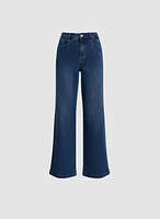 Dart Waist Wide Leg Jeans