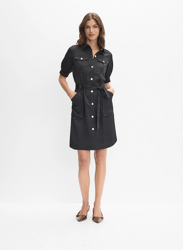 Satin Shirt Dress