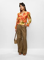 Blouse à motif géométrique et manches ballon