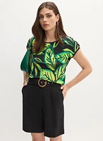 Joseph Ribkoff - Tropical Lace-Up Shoulder Top